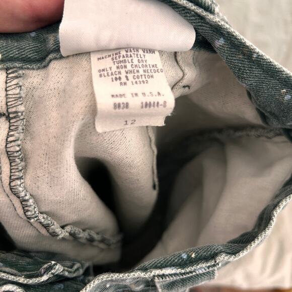 Vintage teal denim pencil skirt with ditzy floral print, waist 30" - Picture 4 of 4